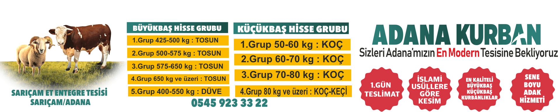 Sarıçam Kurban - Küçükbaş ve Büyükbaş Hisse Kategorileri